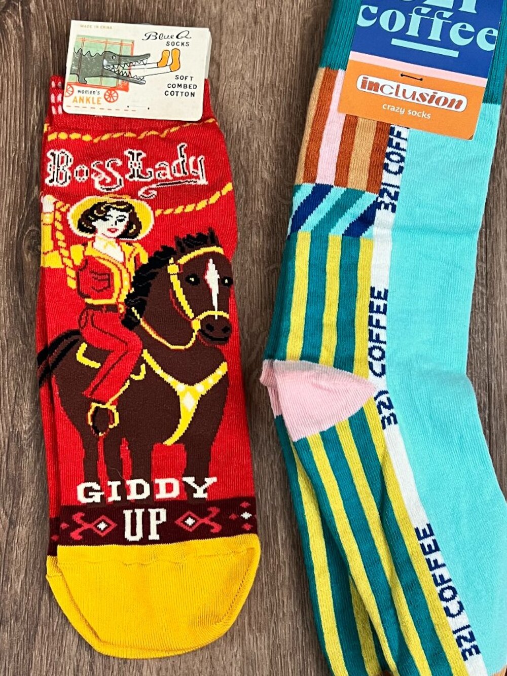 NWT Blue Q "Boss Lady" Cowgirl Quirky Socks Sz 5-10 bundle